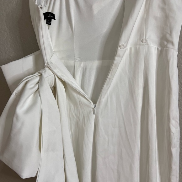 NWOT Beloved Bliss Ivory Strapless Slim Leg Bow Jumpsuit - Picture 4 of 7